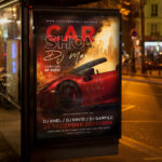 An inviting and attention-grabbing invitation template, ready for personalization for a "Car Show," promising an unforgettable event filled with beautiful vehicles, powerful engines, and a lively crowd.