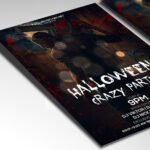 A customizable flyer template designed for scary events, showcasing bold, aggressive typography and a chilling color palette of electric orange, purple, and black that evokes a sense of modern fear and suspense.