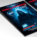 A customizable club night flyer designed for an outrageous Halloween event, showcasing aggressive, graffiti-style typography and a color palette of electric green, shocking pink, and black that evokes a sense of unhinged fun and intense music.