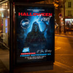 An inviting and attention-grabbing invitation template, ready for personalization for a "Halloween Club Crazy" event, promising an unforgettable night of music, wild costumes, and extreme, chaotic club action.