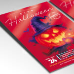 A customizable flyer template designed for scary events, showcasing bold, gothic typography and a chilling color palette of oranges and blacks that evokes a sense of fear and suspense.