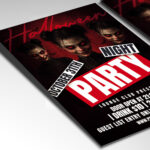 A customizable party flyer designed for an outrageous Halloween event, showcasing distorted, chaotic typography and a color palette of electric green, shocking pink, and black that evokes a sense of unhinged fun and madness.