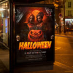An inviting and attention-grabbing invitation template, ready for personalization for a "Halloween Party," promising an unforgettable night of music, dancing, costumes, and thrilling entertainment.
