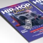 A customizable flyer template designed for rap and urban music events, showcasing bold, gritty, street-style typography and a vibrant color palette of reds, blacks, and yellows that evokes a sense of raw energy and excitement.