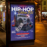 An inviting and attention-grabbing invitation template, ready for personalization for a "Hip-Hop Event," promising an unforgettable night of music, performance, and authentic urban culture.