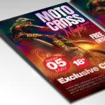 A customizable race flyer designed for an extreme sports event, showcasing bold, aggressive, distressed typography and a vibrant color palette of yellow, red, and black that evokes a sense of danger and speed.