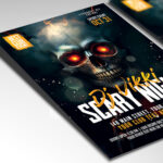 A customizable party flyer designed for an intense horror event, showcasing distressed, aggressive typography and a chilling color palette of deep red, black, and gray that evokes a sense of fear and suspense.