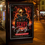 An inviting and attention-grabbing invitation template, ready for personalization for a "Scary Party 2026," promising an unforgettable event of music, extreme scares, and high-adrenaline entertainment for the new year.