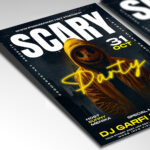 A customizable party flyer designed for an extreme horror celebration, showcasing distressed, aggressive typography and a chilling color palette of deep red, black, and sickly white that proudly boasts it as the "Best" scary party.