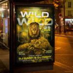 An inviting and attention-grabbing invitation template, ready for personalization for a "Wild Party," promising an unforgettable night of loud music, crazy energy, and a massive crowd.