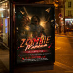 An inviting and attention-grabbing invitation template, ready for personalization for a "Zombie Party," promising an unforgettable night of gruesome costumes, thrilling music, and apocalyptic fun.